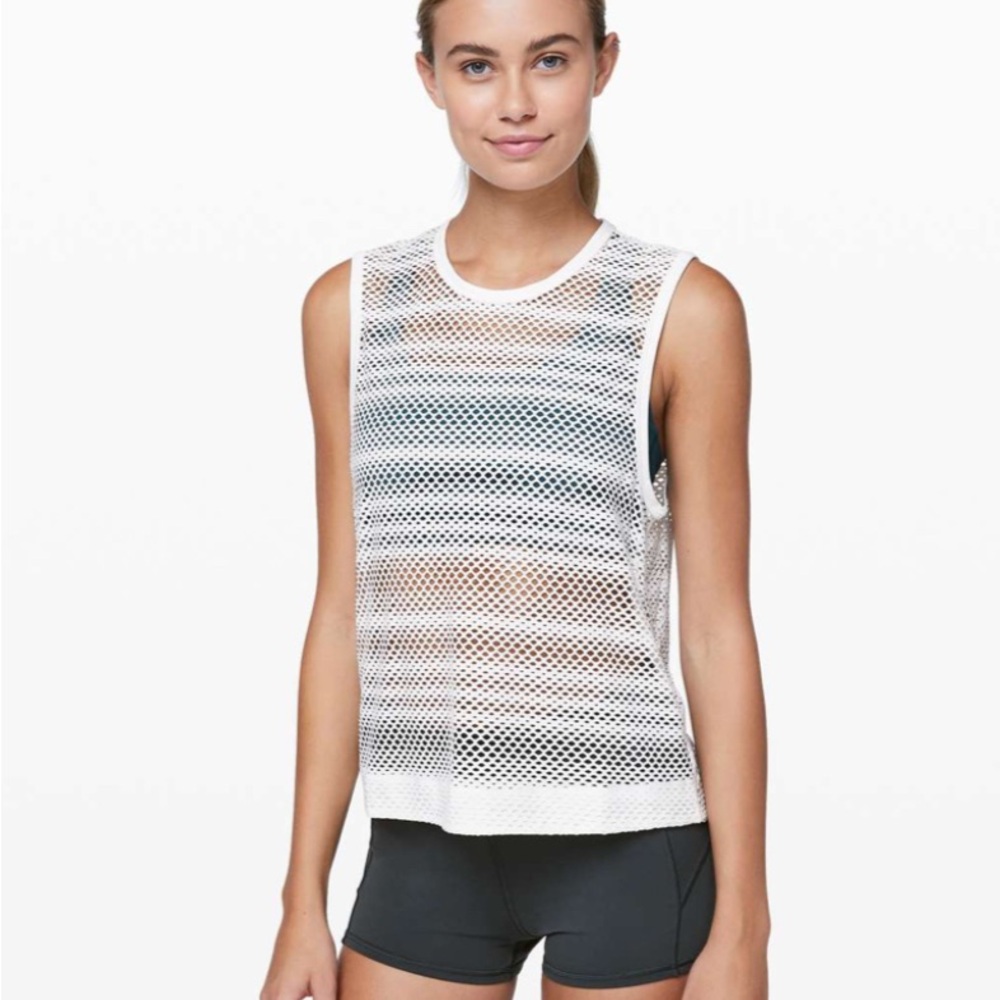 Lululemon Sweat Your Heart Out Muscle Tank White Sz. 10